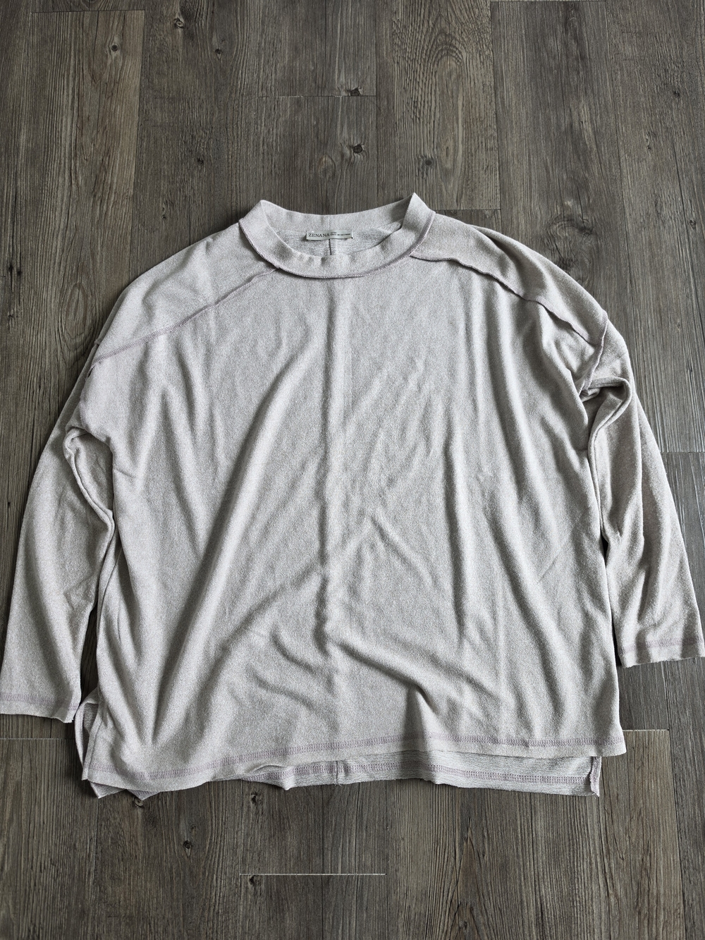 Zenana Outfitters Light Blush Long-Sleeve Relaxed Pullover